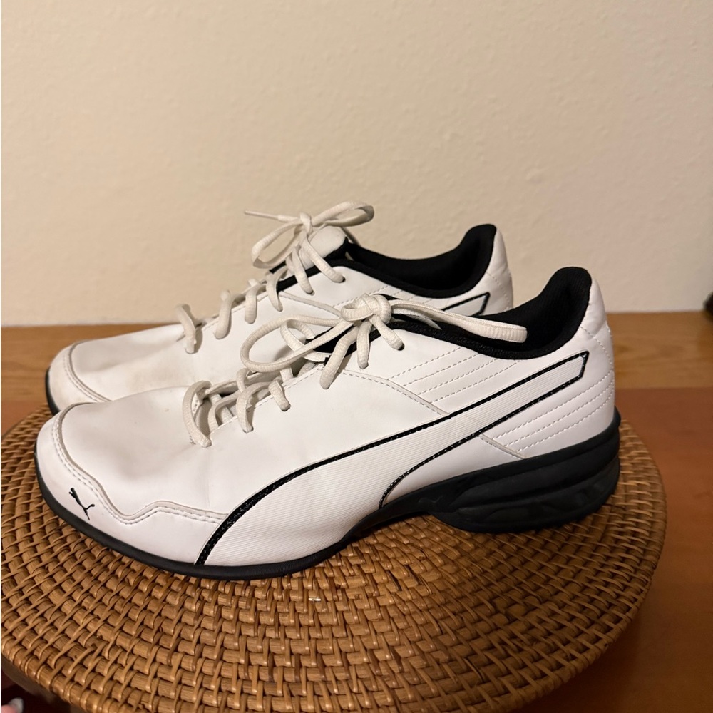 Puma White and‎ Black Low-Top Sneakers